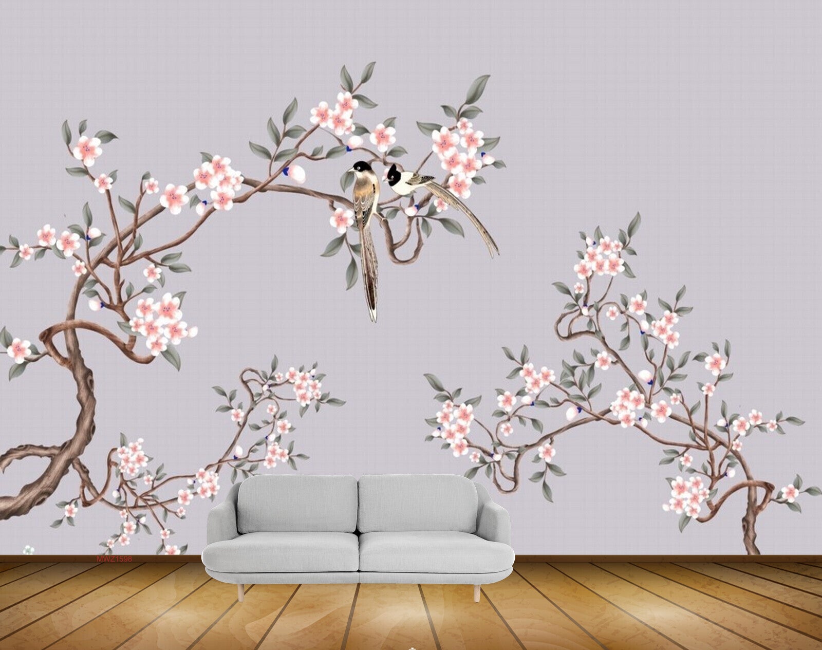 Avikalp MWZ1598 White Orange Flowers Trees 3D HD Wallpaper