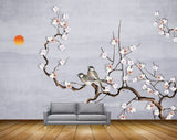 Avikalp MWZ1599 Sun White Flowers Birds HD Wallpaper