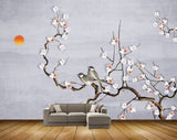 Avikalp MWZ1599 Sun White Flowers Birds 3D HD Wallpaper