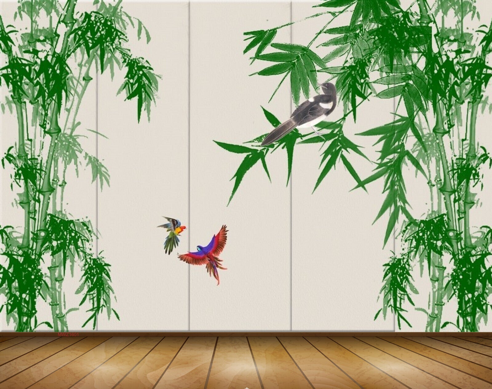Avikalp MWZ1601 Trees Birds Leaves 3D HD Wallpaper