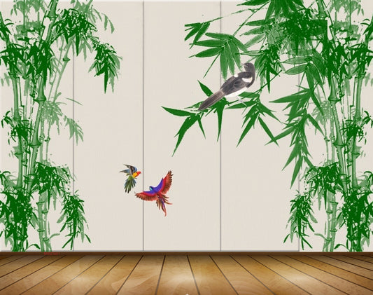 Avikalp MWZ1601 Trees Birds Leaves 3D HD Wallpaper