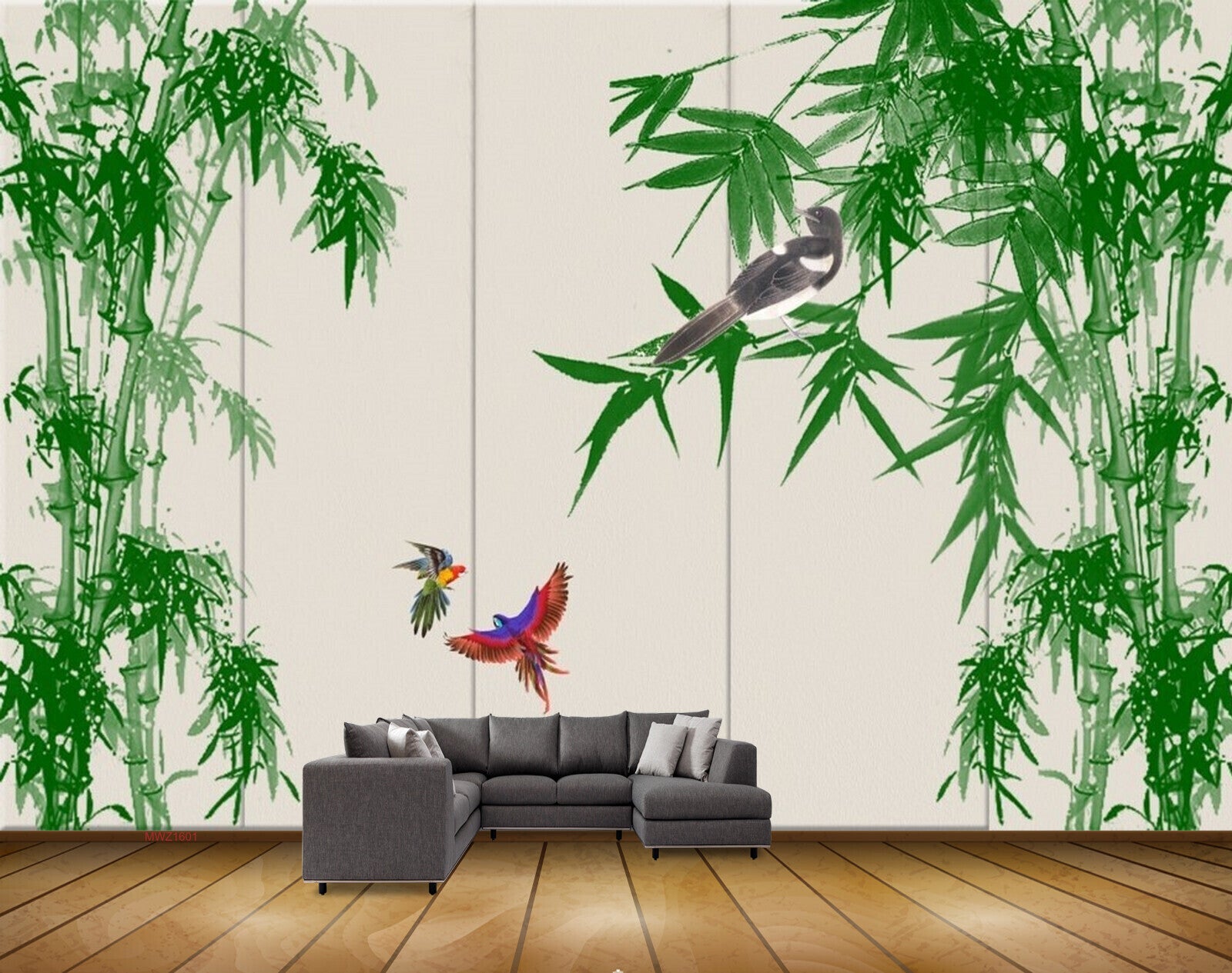 Avikalp MWZ1601 Trees Birds Leaves 3D HD Wallpaper