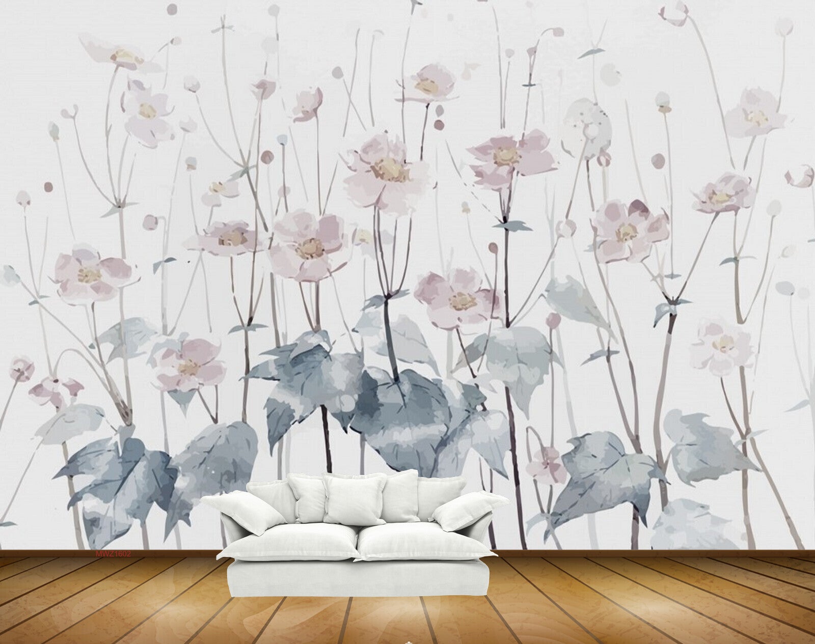 Avikalp MWZ1602 Pink White Flowers Leaves HD Wallpaper