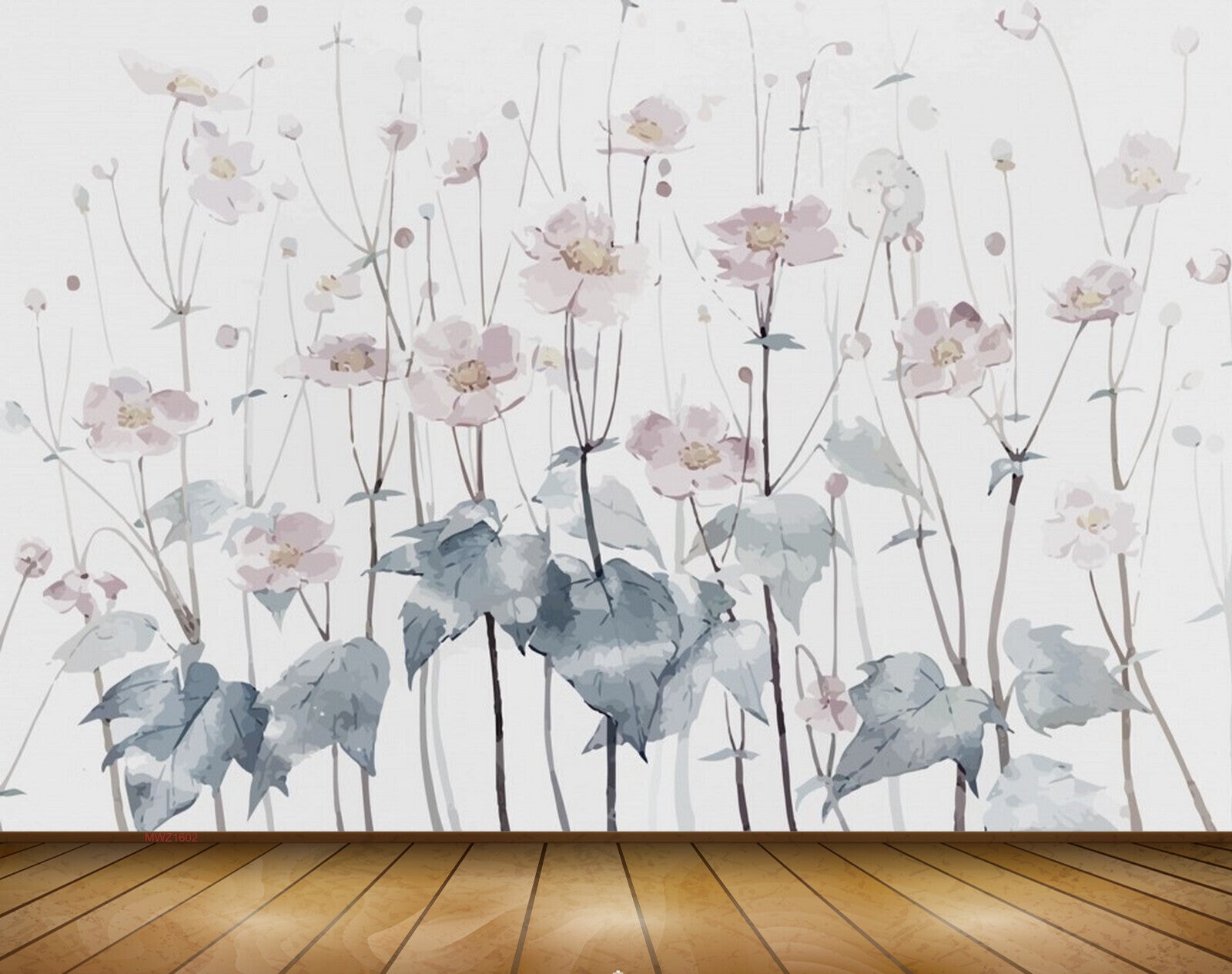Avikalp MWZ1602 Pink White Flowers Leaves 3D HD Wallpaper