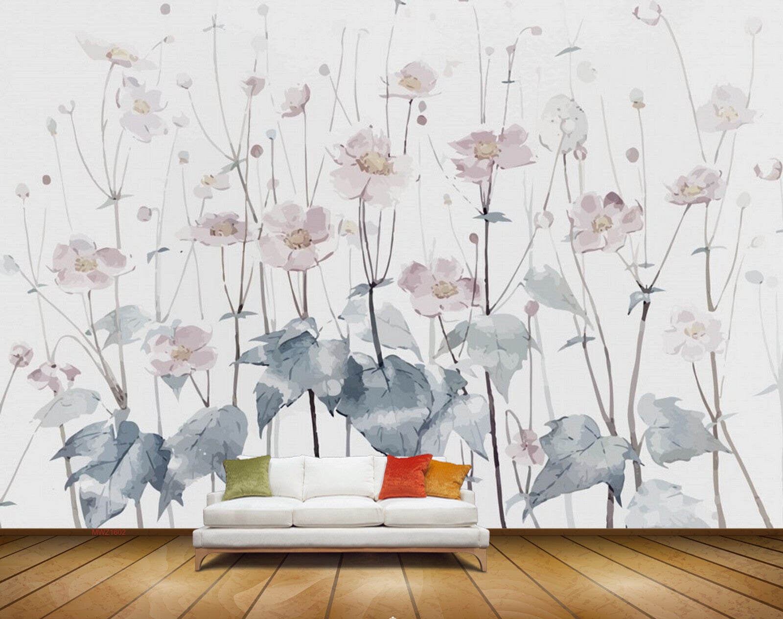 Avikalp MWZ1602 Pink White Flowers Leaves 3D HD Wallpaper