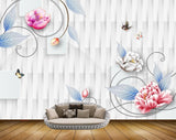 Avikalp MWZ1604 White Pink Flowers Butterflies HD Wallpaper