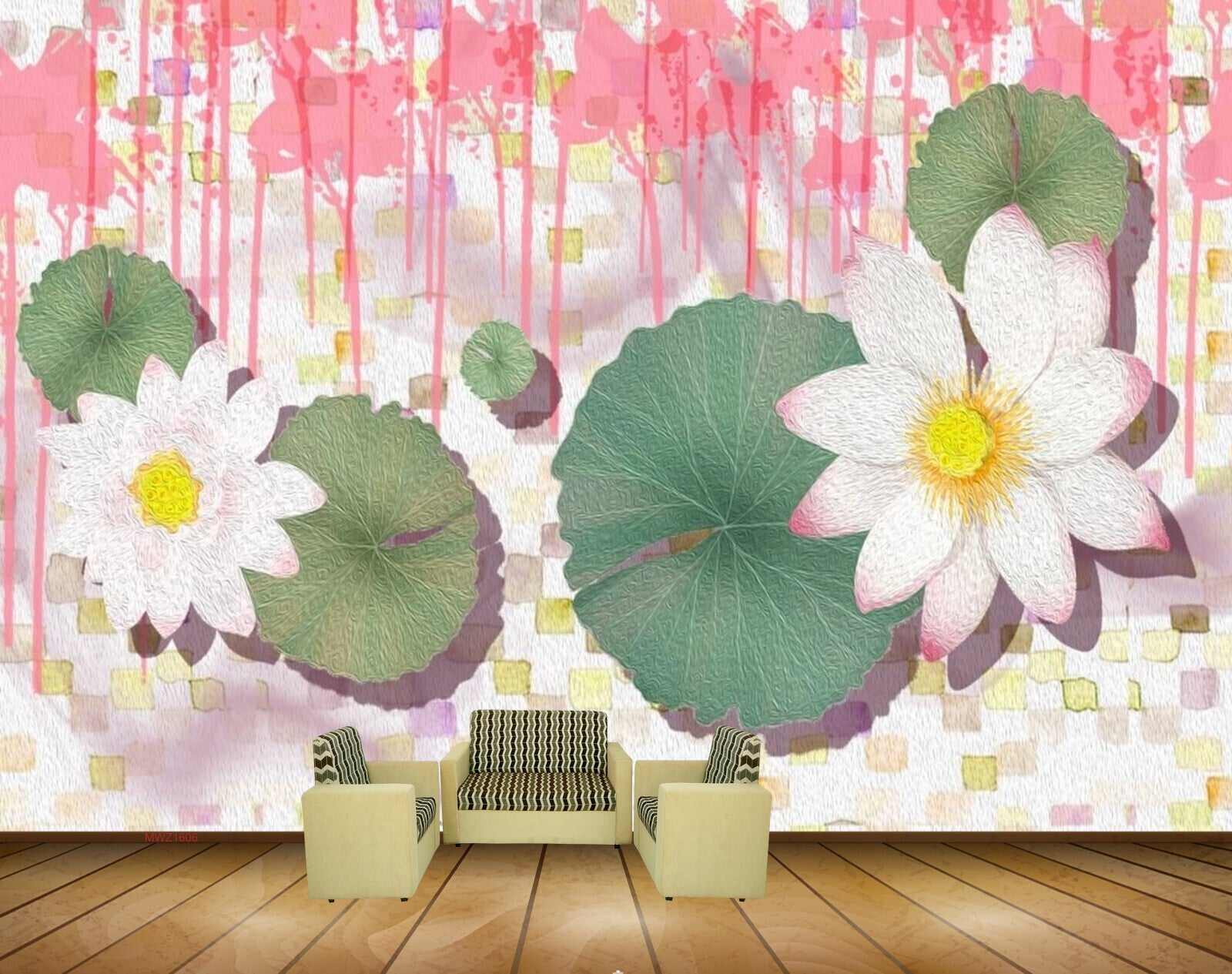 Avikalp MWZ1606 Pink White Flowers Leaves HD Wallpaper