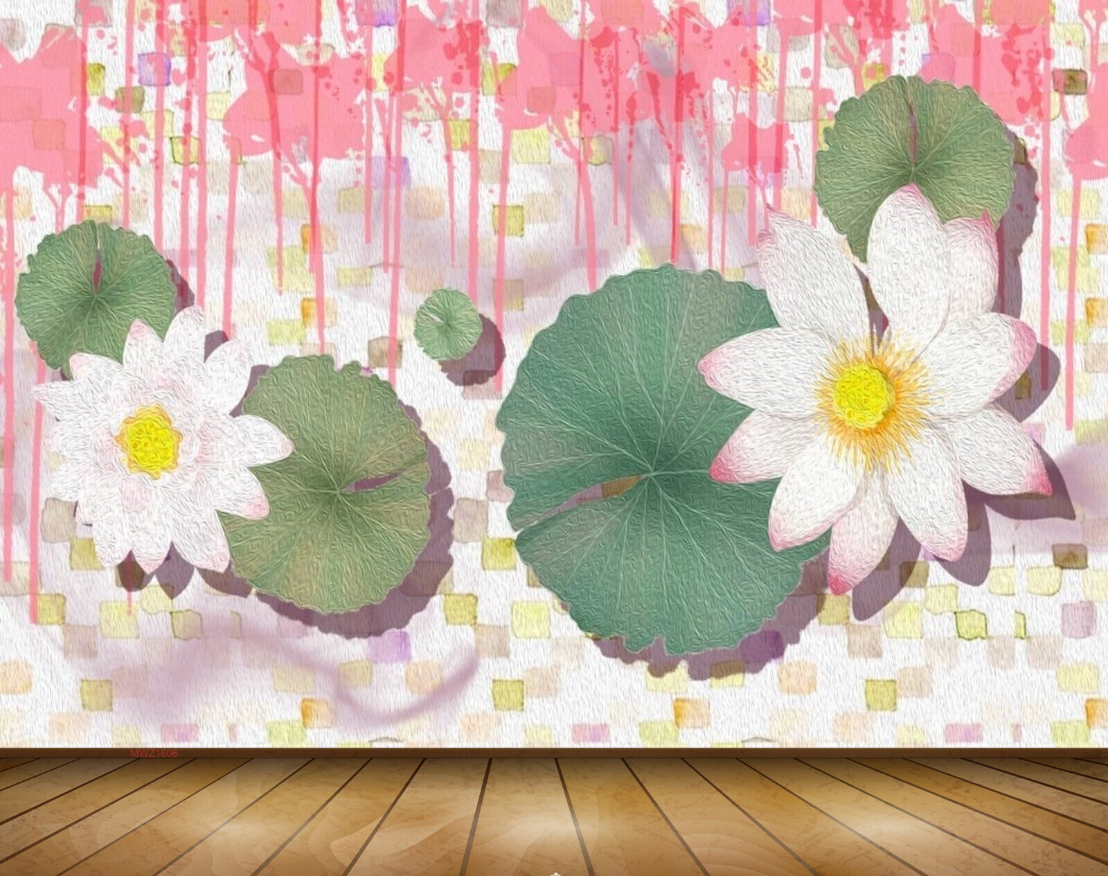 Avikalp MWZ1606 Pink White Flowers Leaves 3D HD Wallpaper