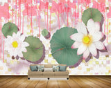 Avikalp MWZ1606 Pink White Flowers Leaves 3D HD Wallpaper