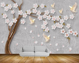 Avikalp MWZ1610 White Flowers Birds HD Wallpaper