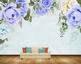 Avikalp MWZ1614 Purple Flowers Leaves HD Wallpaper
