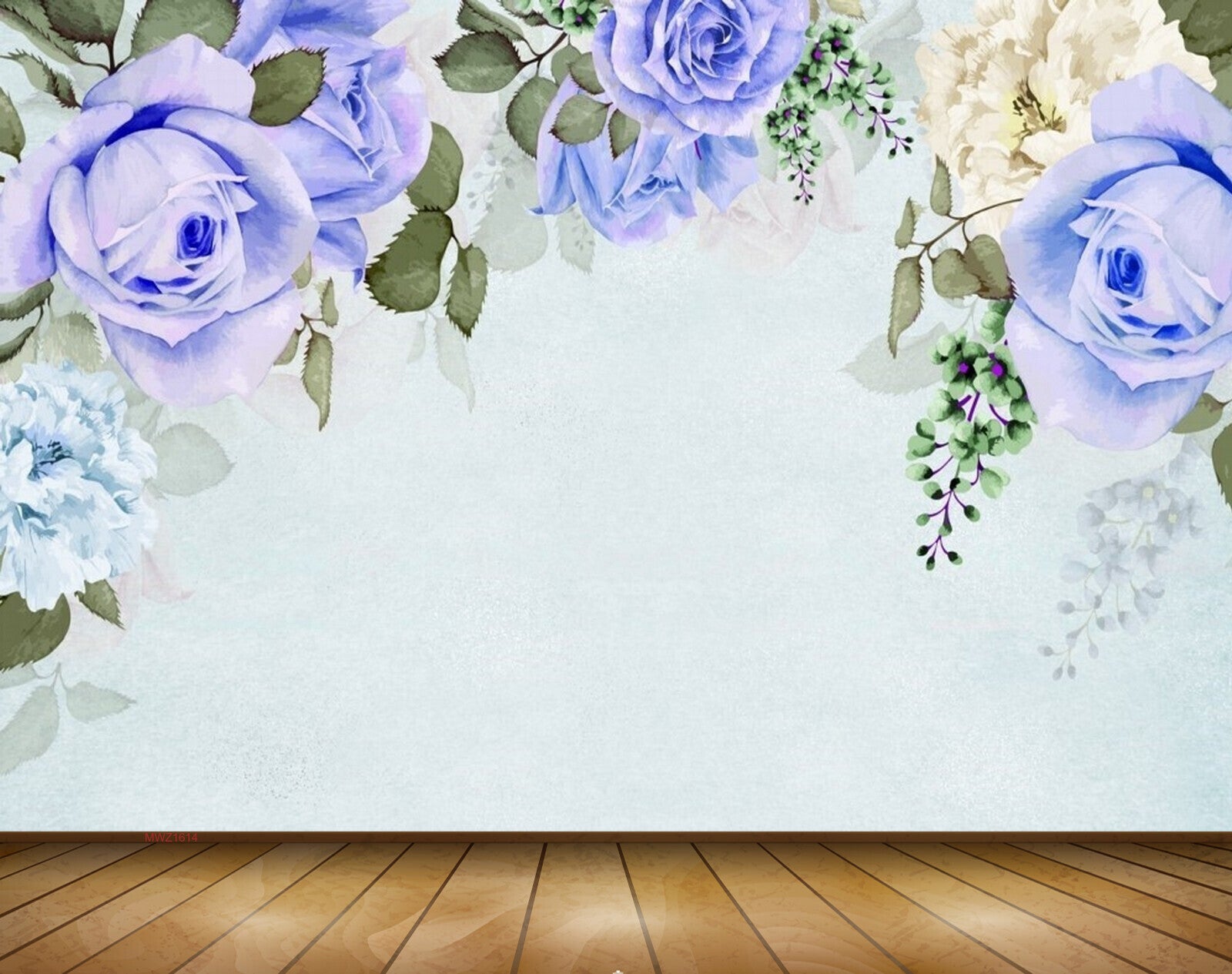 Avikalp MWZ1614 Purple Flowers Leaves 3D HD Wallpaper