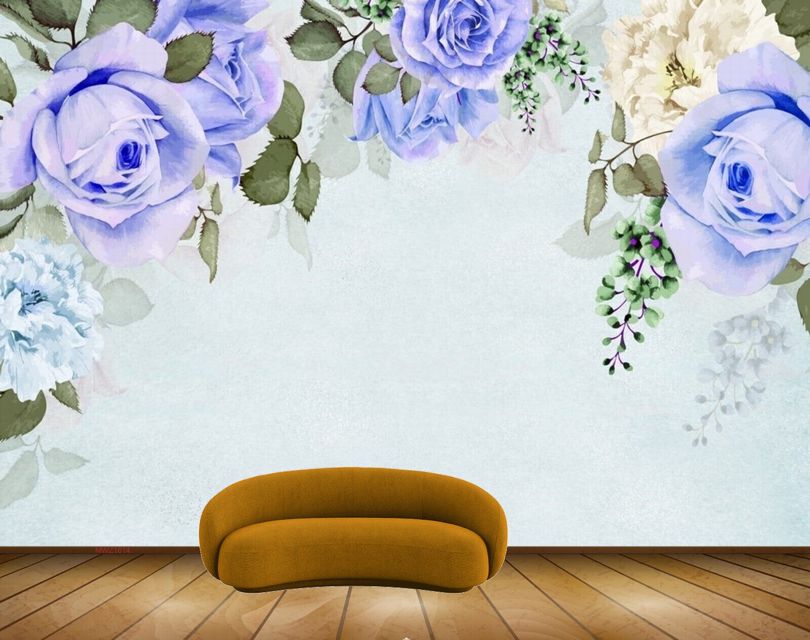 Avikalp MWZ1614 Purple Flowers Leaves 3D HD Wallpaper