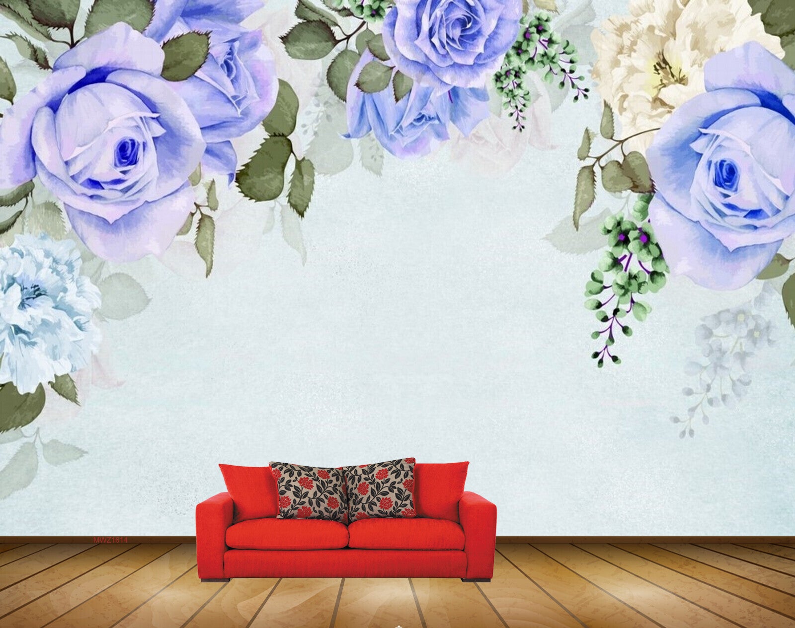 Avikalp MWZ1614 Purple Flowers Leaves 3D HD Wallpaper