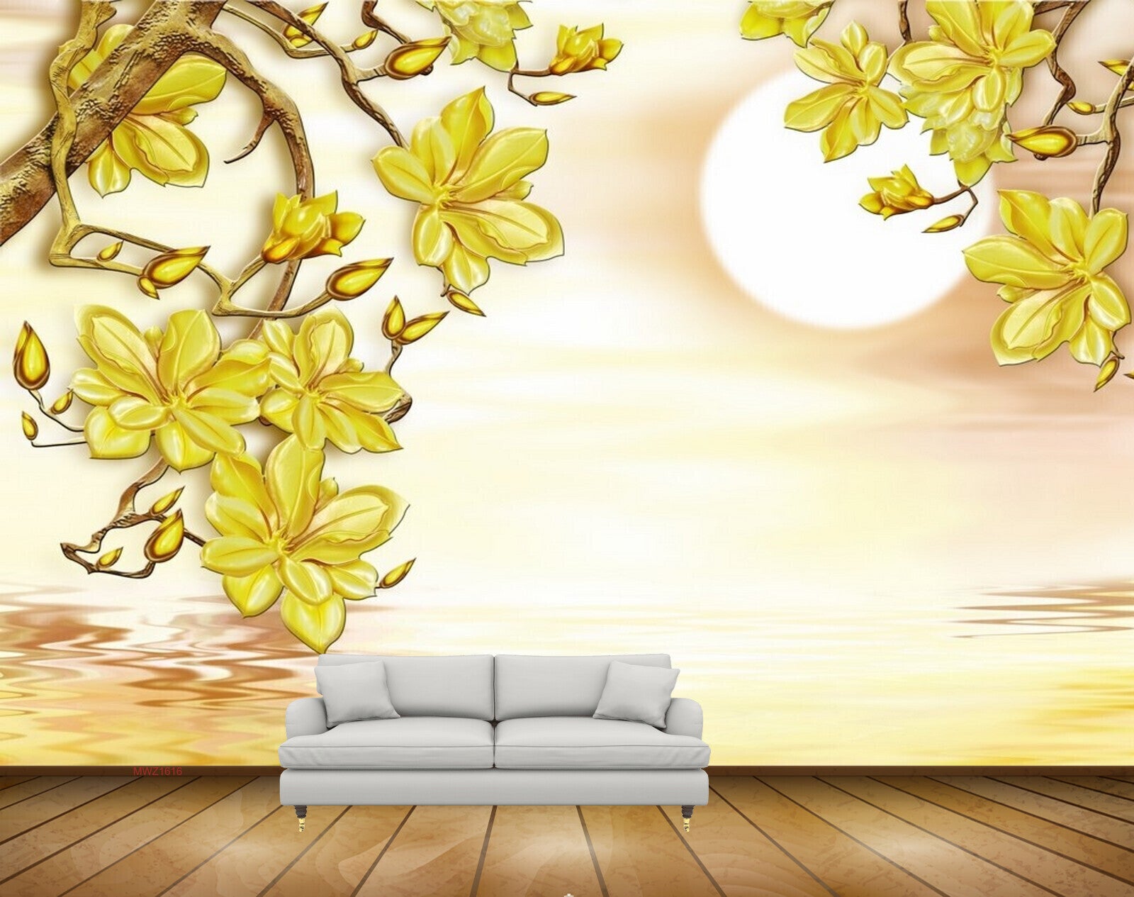 Avikalp MWZ1616 Yellow Flowers Sun River HD Wallpaper