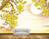 Avikalp MWZ1616 Yellow Flowers Sun River 3D HD Wallpaper
