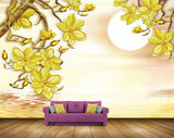 Avikalp MWZ1616 Yellow Flowers Sun River 3D HD Wallpaper