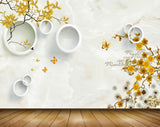 Avikalp MWZ1617 Yellow Flowers Butterflies Trees 3D HD Wallpaper