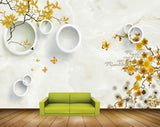 Avikalp MWZ1617 Yellow Flowers Butterflies Trees 3D HD Wallpaper