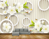 Avikalp MWZ1618 White Flowers Butterflies HD Wallpaper