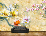 Avikalp MWZ1619 White Pink Orange Flowers 3D HD Wallpaper