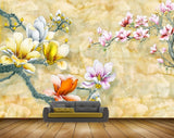 Avikalp MWZ1619 White Pink Orange Flowers 3D HD Wallpaper