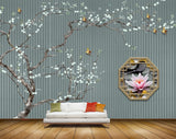 Avikalp MWZ1620 Pink White Lotus Flowers Butterflies HD Wallpaper