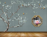 Avikalp MWZ1620 Pink White Lotus Flowers Butterflies 3D HD Wallpaper