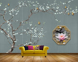 Avikalp MWZ1620 Pink White Lotus Flowers Butterflies 3D HD Wallpaper