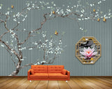 Avikalp MWZ1620 Pink White Lotus Flowers Butterflies 3D HD Wallpaper