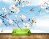Avikalp MWZ1621 White Flowers Birds HD Wallpaper