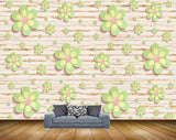 Avikalp MWZ1628 Green Pink Flowers 3D HD Wallpaper