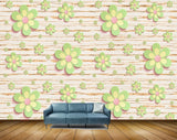 Avikalp MWZ1628 Green Pink Flowers 3D HD Wallpaper