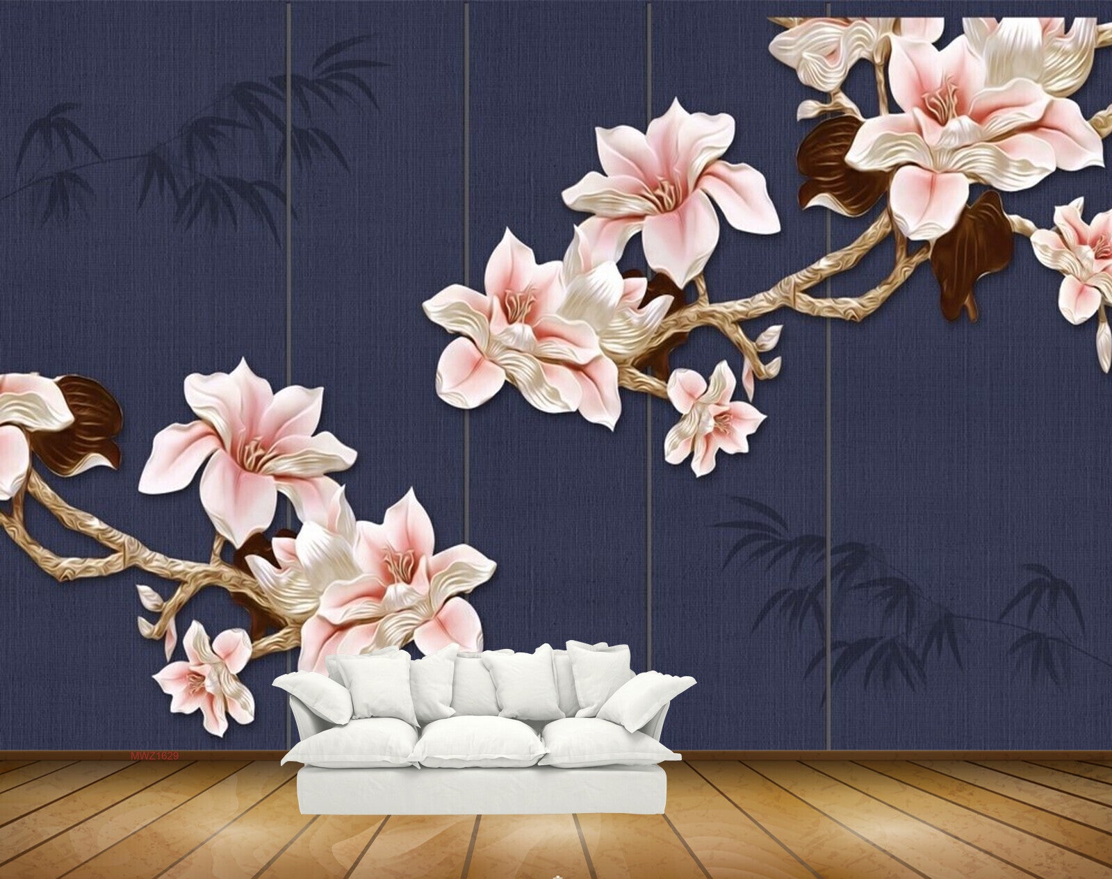 Avikalp MWZ1629 Pink White Flowers Branches HD Wallpaper