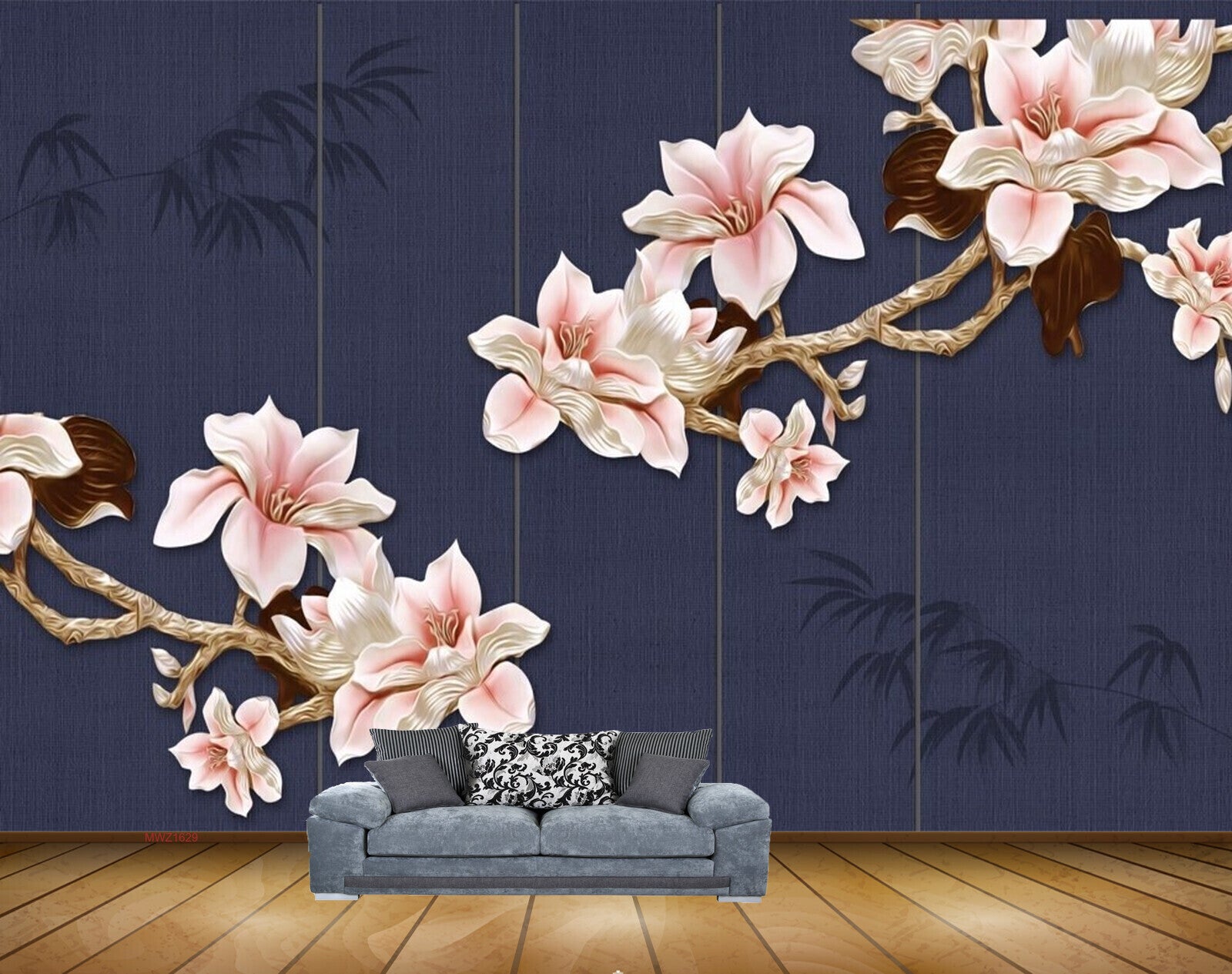 Avikalp MWZ1629 Pink White Flowers Branches 3D HD Wallpaper