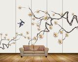 Avikalp MWZ1631 White Yellow Flowers Birds HD Wallpaper