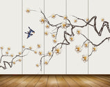 Avikalp MWZ1631 White Yellow Flowers Birds 3D HD Wallpaper