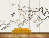 Avikalp MWZ1631 White Yellow Flowers Birds 3D HD Wallpaper