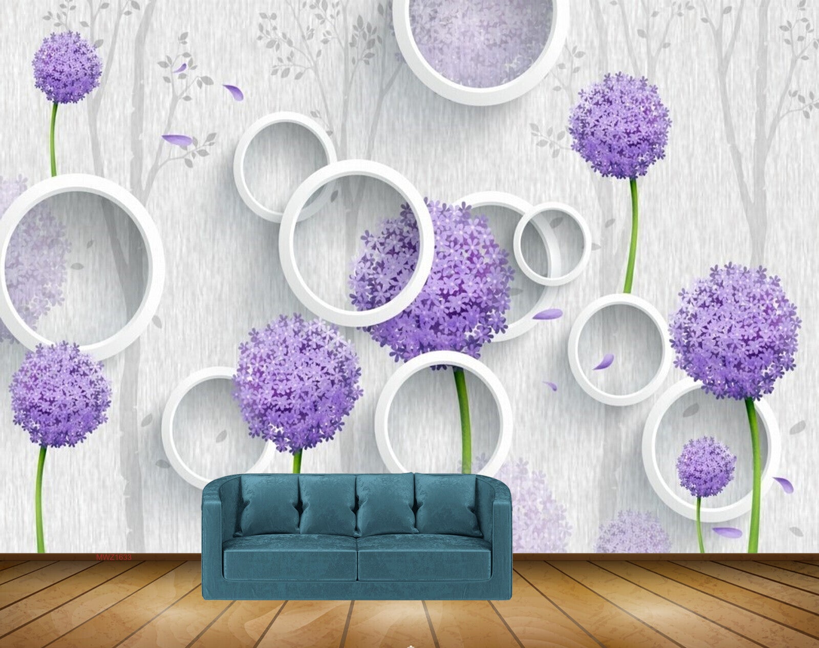 Avikalp MWZ1633 Purple White Flowers HD Wallpaper