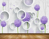 Avikalp MWZ1633 Purple White Flowers 3D HD Wallpaper
