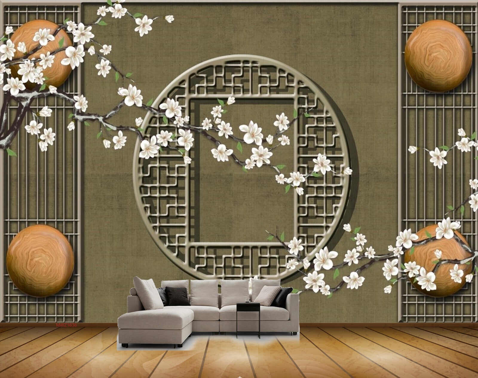 Avikalp MWZ1636 White Flowers Stones HD Wallpaper