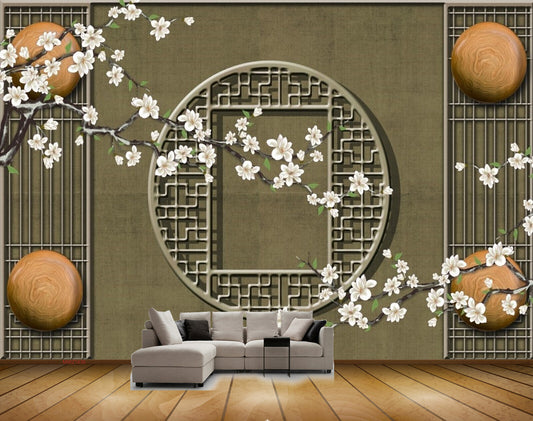 Avikalp MWZ1636 White Flowers Stones HD Wallpaper