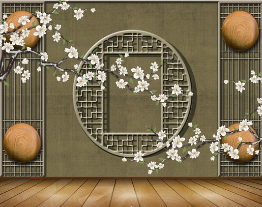 Avikalp MWZ1636 White Flowers Stones 3D HD Wallpaper