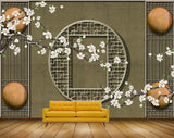 Avikalp MWZ1636 White Flowers Stones 3D HD Wallpaper