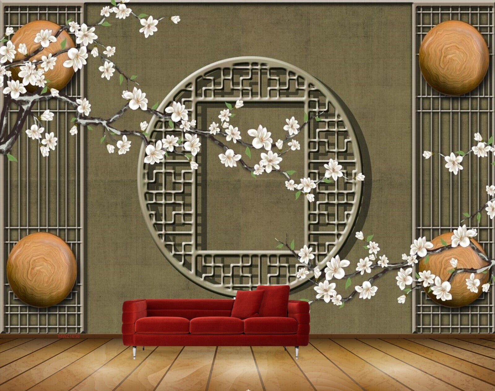 Avikalp MWZ1636 White Flowers Stones 3D HD Wallpaper