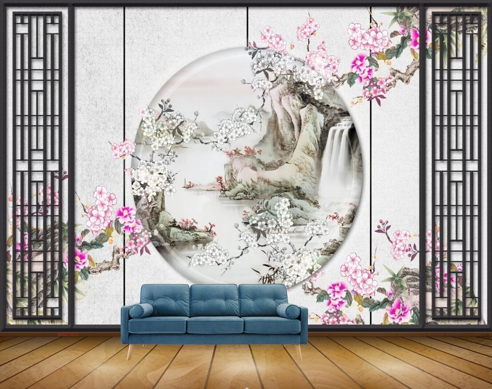 Avikalp MWZ1637 Pink White Flowers Mountains HD Wallpaper