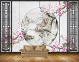 Avikalp MWZ1637 Pink White Flowers Mountains 3D HD Wallpaper