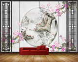 Avikalp MWZ1637 Pink White Flowers Mountains 3D HD Wallpaper