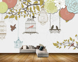 Avikalp MWZ1638 Trees Birds Cage 3D HD Wallpaper