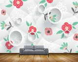 Avikalp MWZ1639 Red Pink Flowers Leaves HD Wallpaper